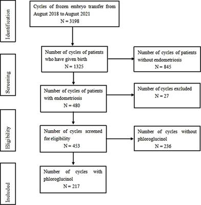 Analysis of the effect of phloroglucinol on pregnancy outcomes involving frozen embryo transfers in patients with endometriosis: A retrospective case-control study